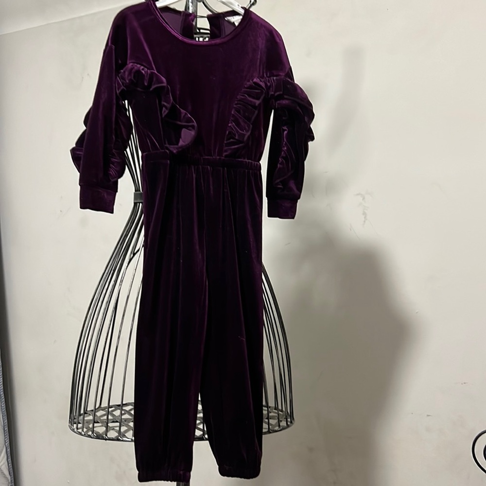 Purple velvet romper